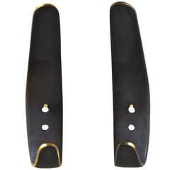 Beautiful pair of Patinated Brass Hooks by Carl Auböck