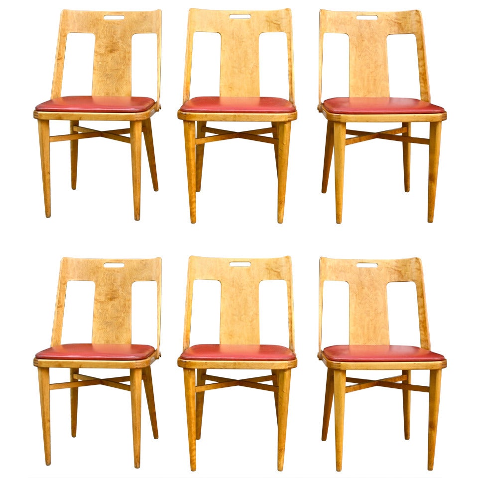 Lovely Set of Six Modernist Dining Chairs