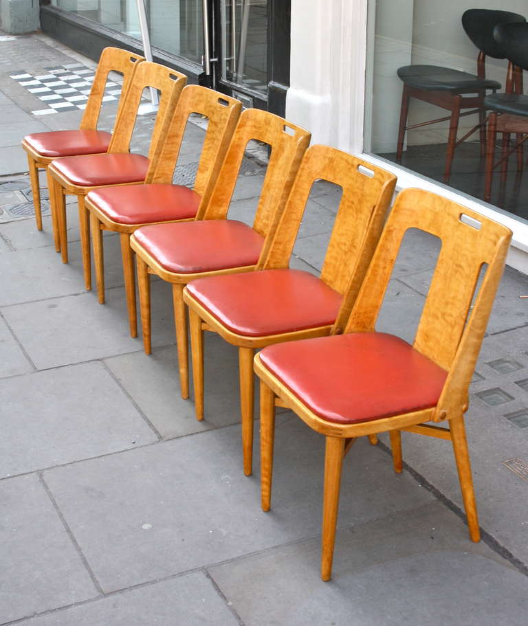 Swedish Lovely Set of Six Modernist Dining Chairs