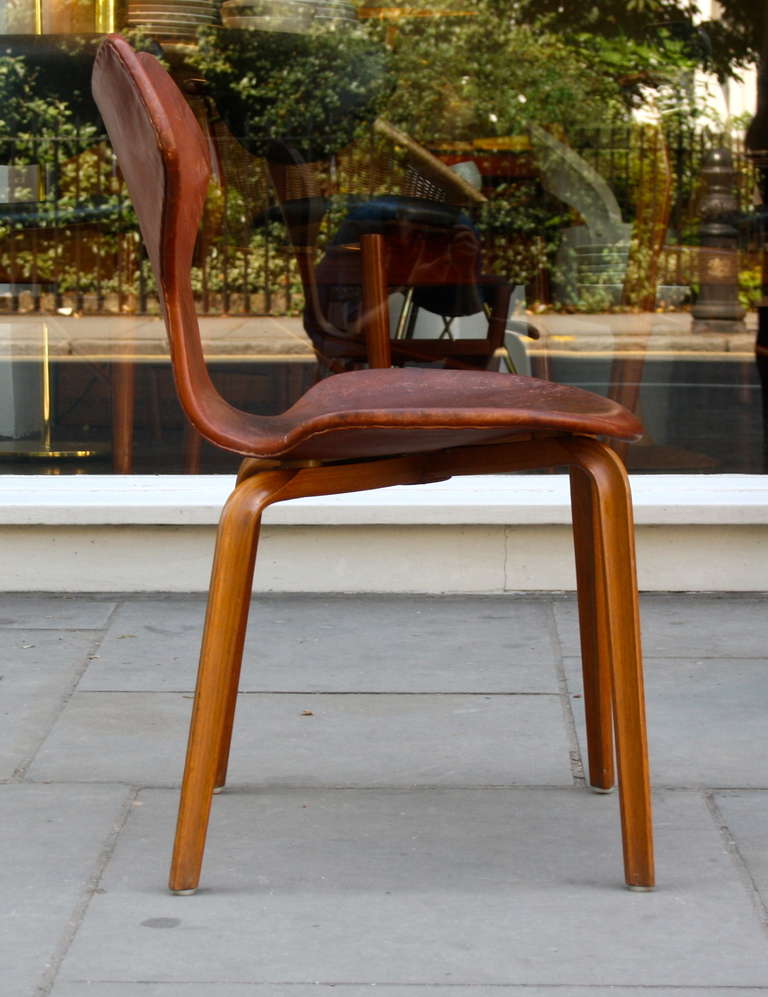Modern Arne Jacobsen Cognac Leather Grand Prix Chair