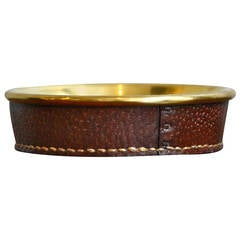 Carl Auböck Circular Brass and Leather Coin Tray
