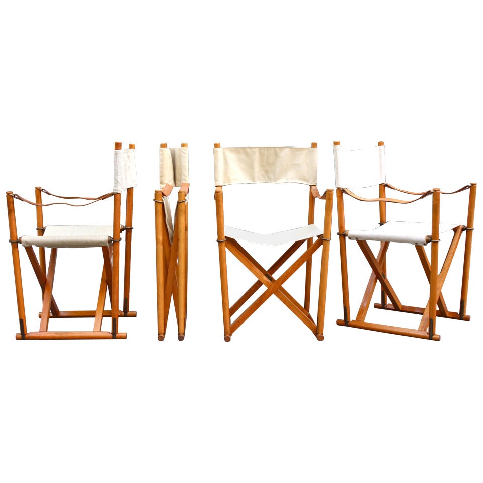 Set of Four MK-16 Folding Chairs by Mogens Koch