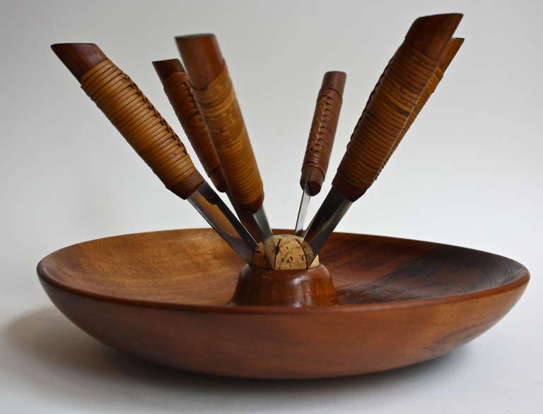 Modern Carl Aubock Super Large Fruitbowl with Knives
