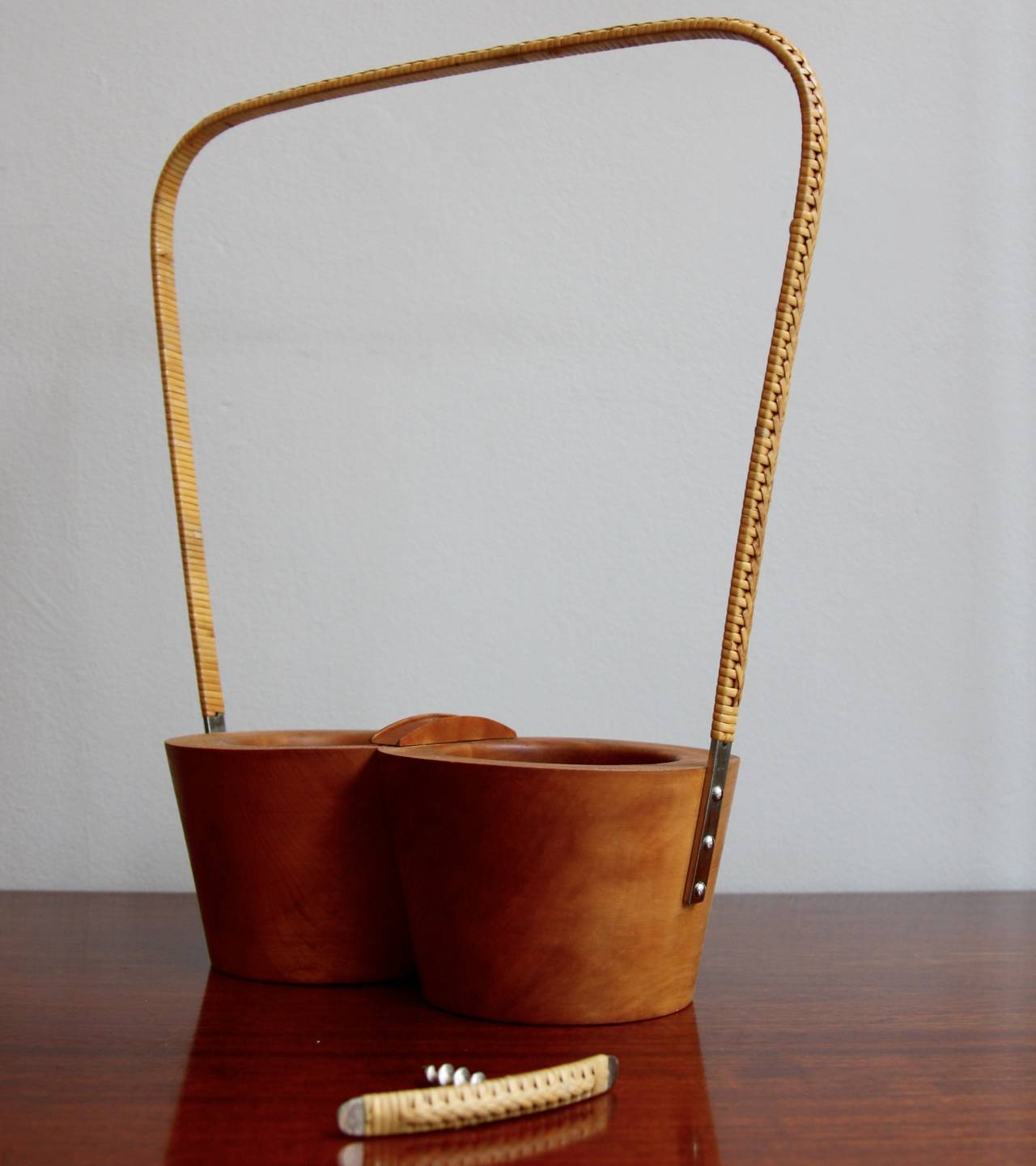 Carl Auböck Double Walnut Bottle Holder with Corkscrew at 1stDibs