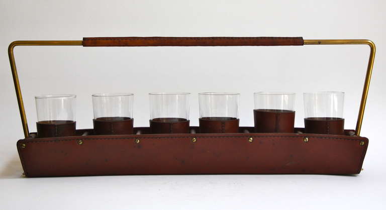 Leather Drinks Carrier by Carl Auböck