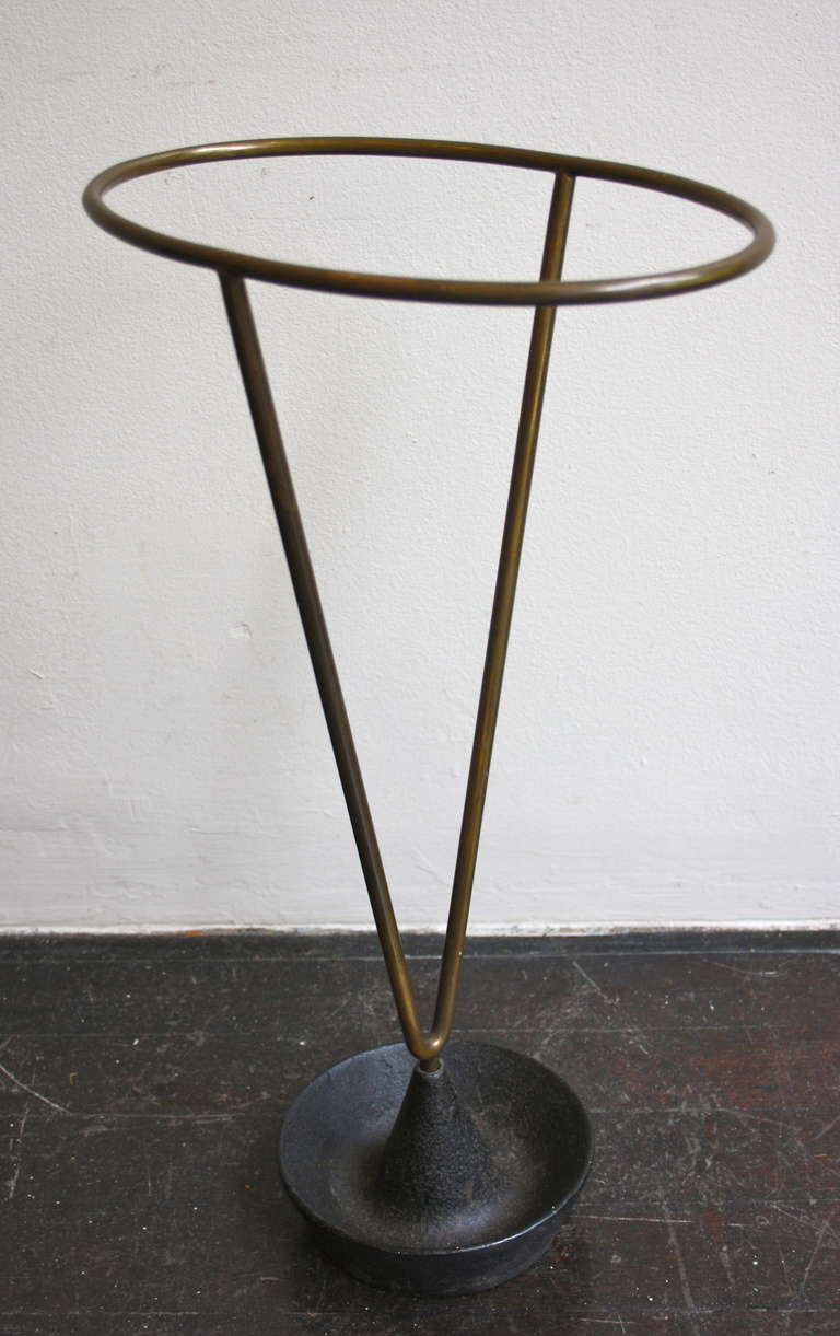 Fantastic umbrella stand by Carl Aubock , cast iron base and upper part in solid brass. 1950s
