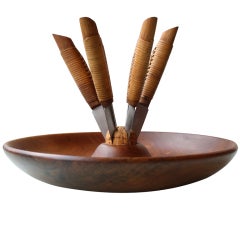 Carl Aubock Fruitbowl and 6 Knives