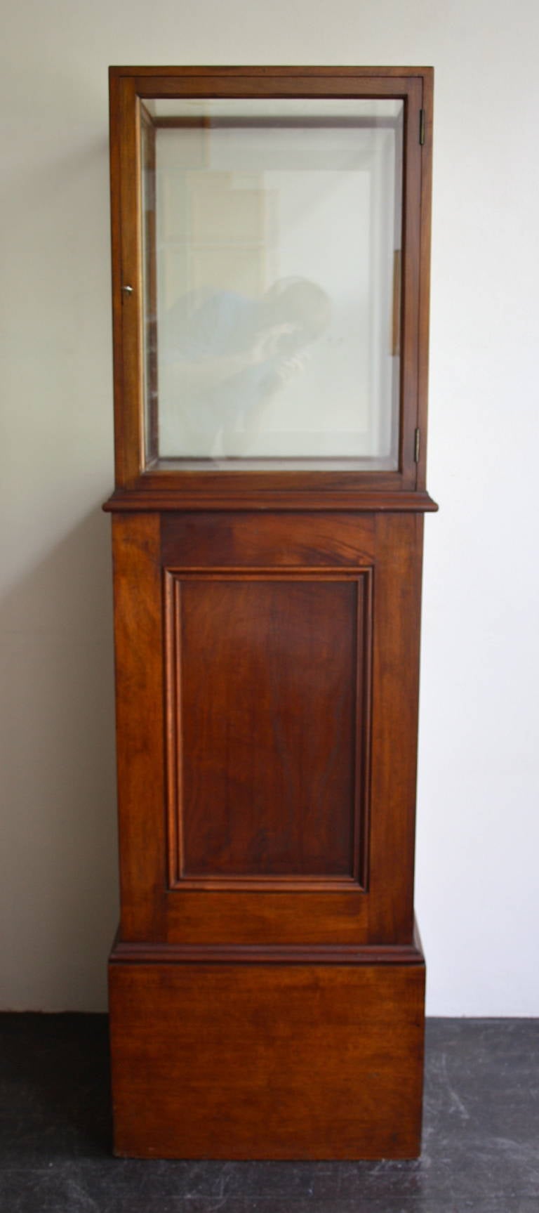 Pair of late 20th century English Mahogany display cabinets from a London museum. Great quality and in full working order.