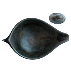 Extremely Rare Carl Aubock Pewter Ashtray and Stopper