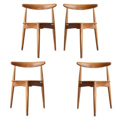 Set of 4 Hans Wegner Heart Chairs