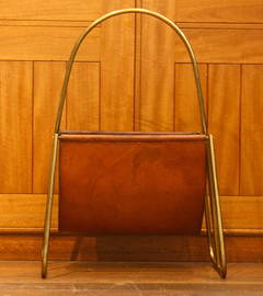 Carl Auböck Leather and Brass Magazine Holder