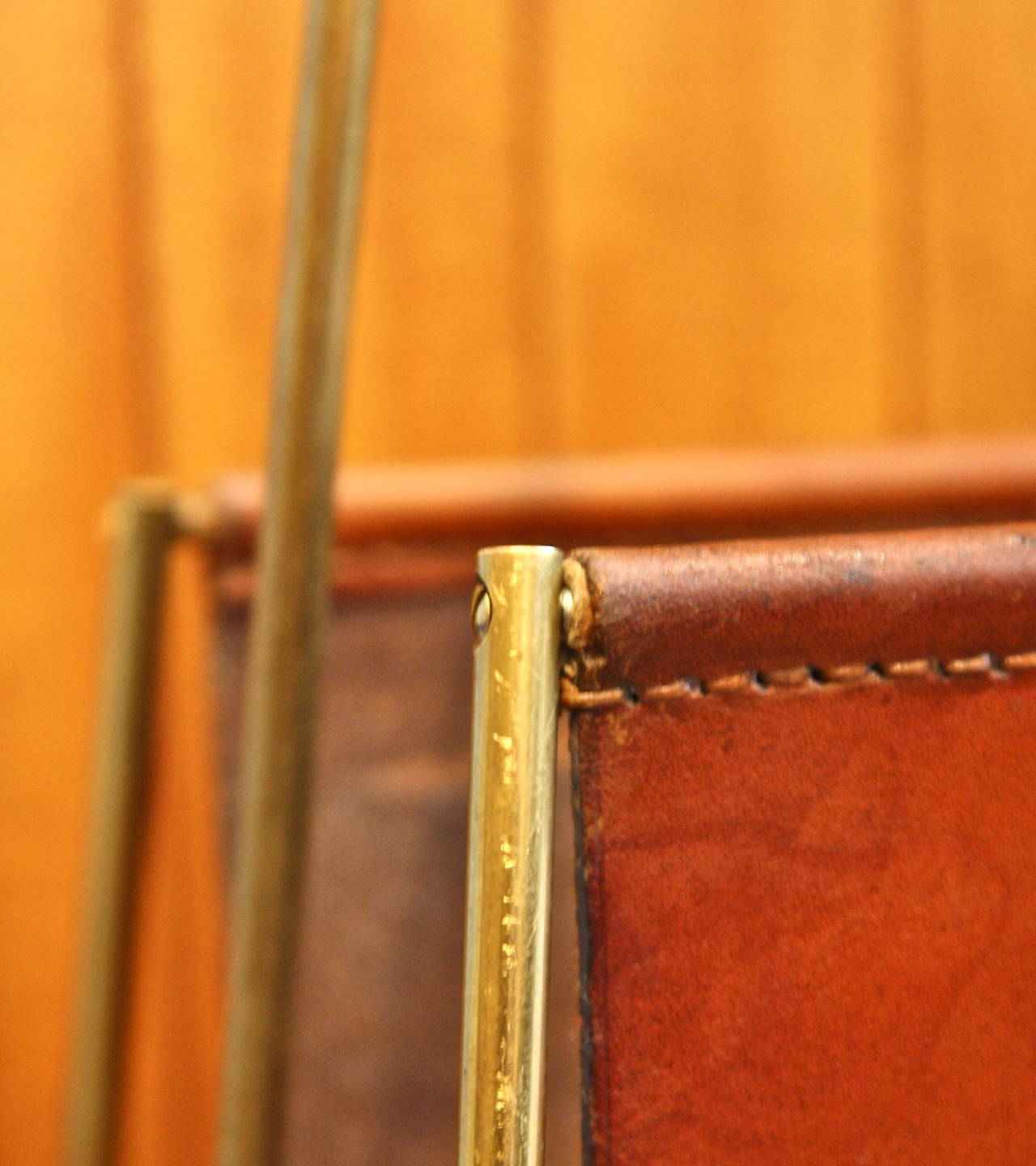 Hand-Crafted Carl Auböck Leather and Brass Magazine Holder