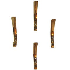 Set of Four Lacquered Brass Hooks By Hagenauer