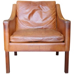 Vintage Cognac Leather Armchair by Boerge Mogensen