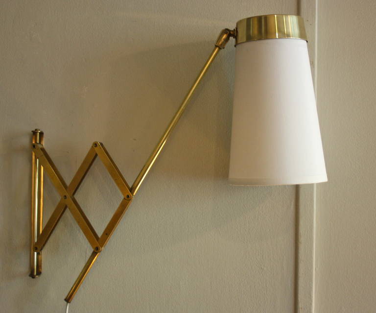 Large Brass Concertina Wall Light at 1stdibs