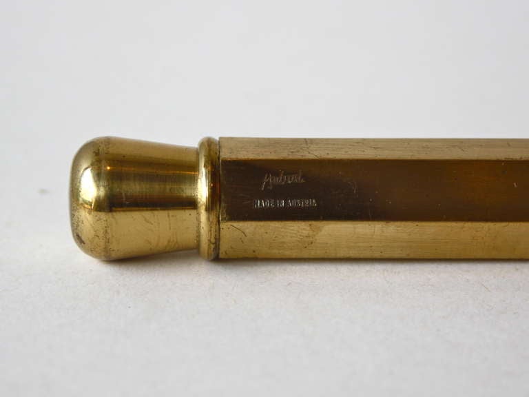 20th Century Solid Brass Pen & Original Box by Carl Aubock