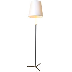 Brass 
Black Leather Floor Light