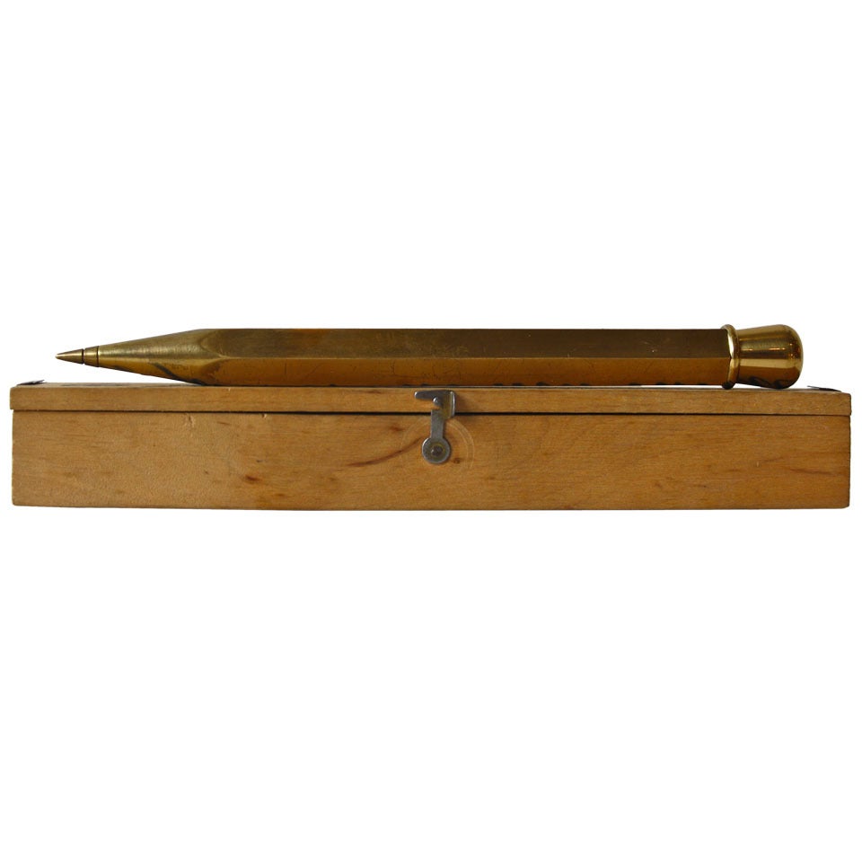 Solid Brass Pen & Original Box by Carl Aubock