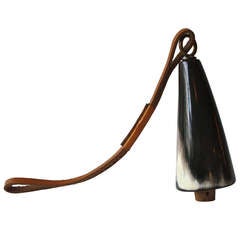 Large Horn Bottle Stopper with a Brown Leather Strap by Carl Aubock