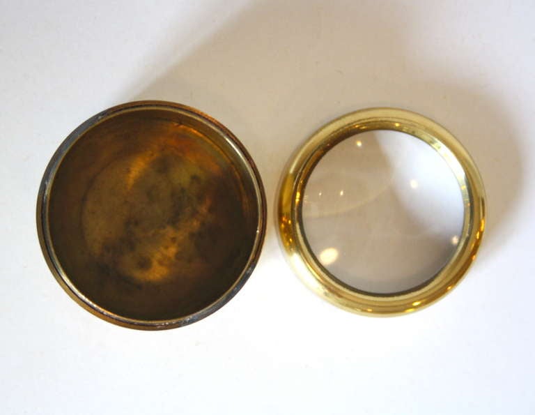 Small Magnifying Glass Topped Container by Carl Aubock In Excellent Condition In London, GB