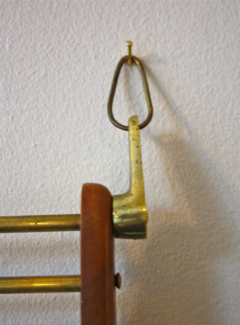 Austrian Carl Auböck Brass & Walnut Wallmounted Shelf