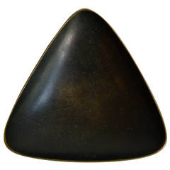 Triangular Patinated Brass Ashtray by Carl Auböck