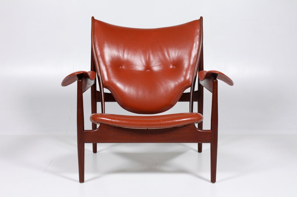 Teak and original red leather Chieftain chair  made by mastercabinetmaker Niels Vodder.