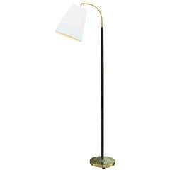 Brass and Leather Floor Light