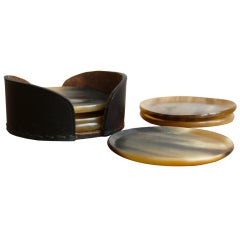 Horn & Leather Coasters by Carl Aubock