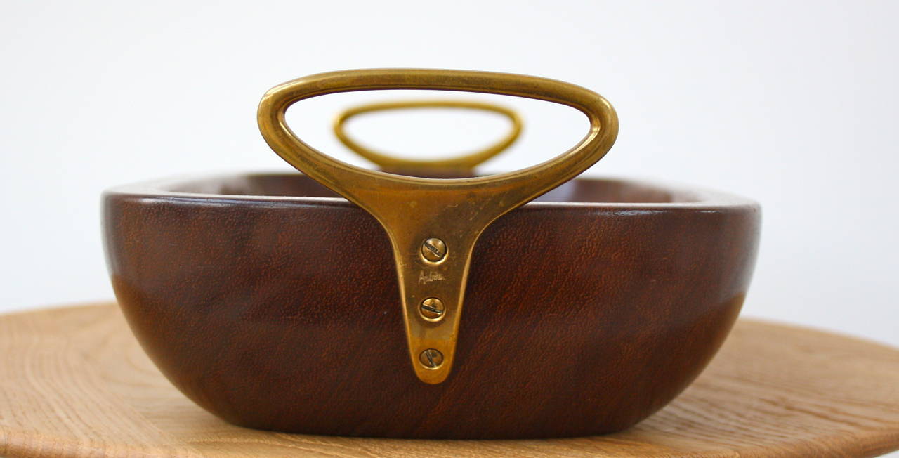 Carl Auböck Teak Tray with Brass Handles In Excellent Condition In London, GB
