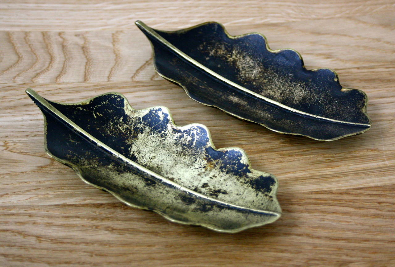 Austrian Pair of Leaf Ashtrays by Carl Auböck