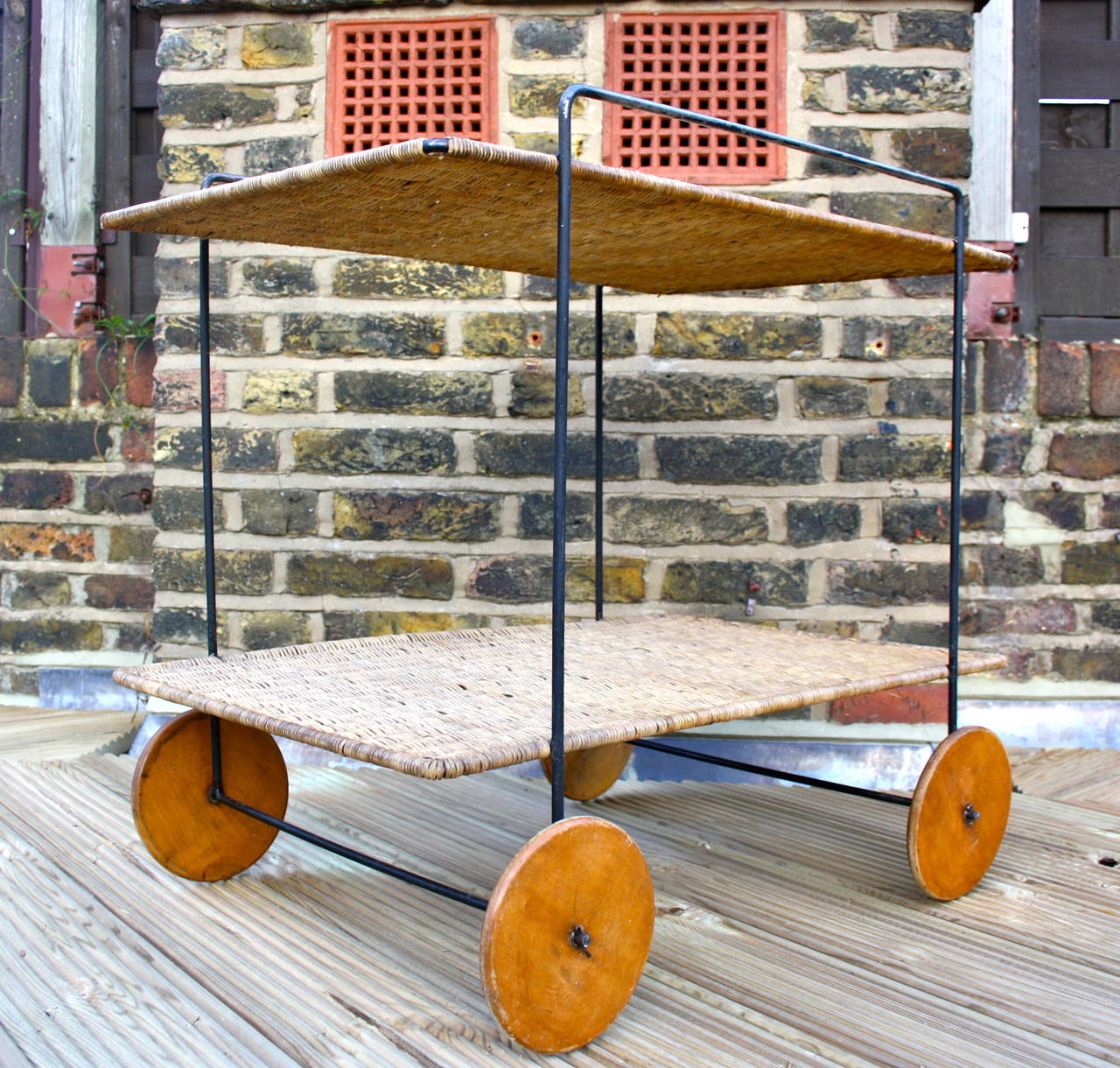 Mid-20th Century Carl Aubock Early Rare Drinks Trolley