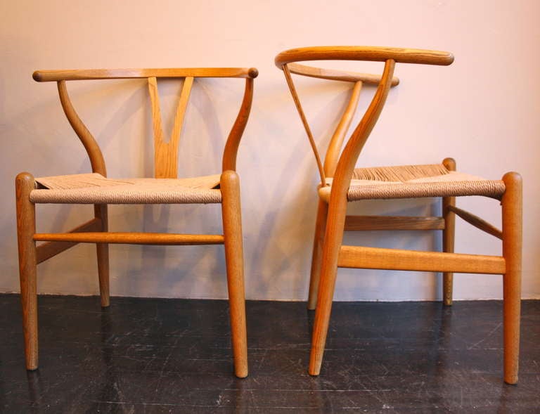 Mid-20th Century Set of Six Hans Wegner Wishbones Chairs