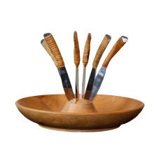 Carl Aubock Fruitbowl and 6 Knives