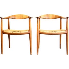 Pair of Extremely Early "The Chair" by Hans Wegner