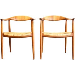 Pair of Extremely Early "The Chair" by Hans Wegner