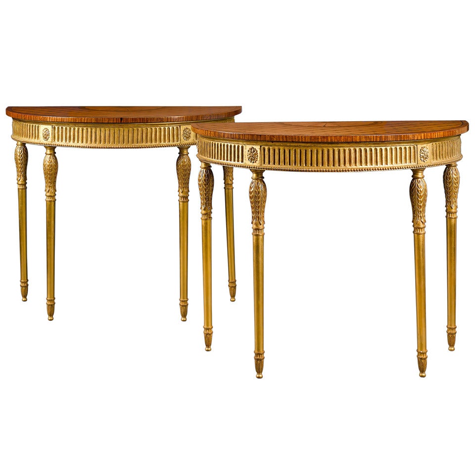 Pair of Sheraton Demi-lune Tables