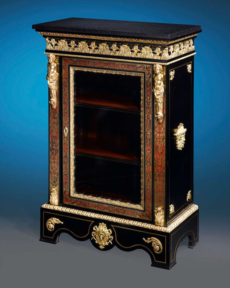 French Pair of 19th Century Boulle Style Cabinets