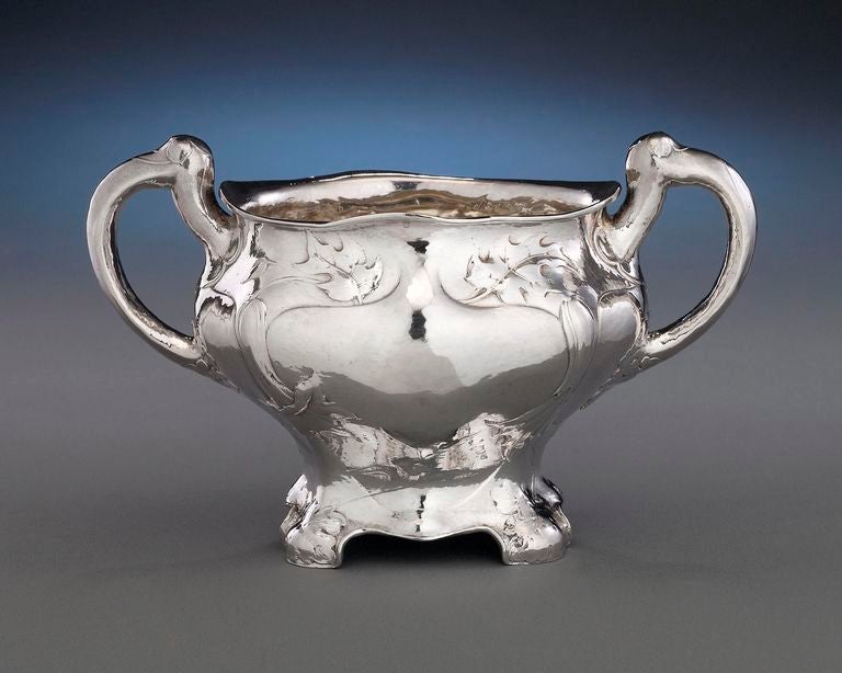 Art Nouveau Martele Silver Tea Service