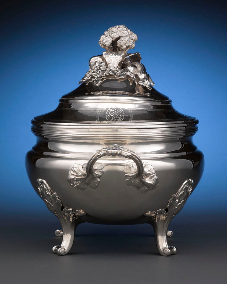 French Louis XV Silver Tureen by Jean-Baptiste-Francois Chéret For Sale