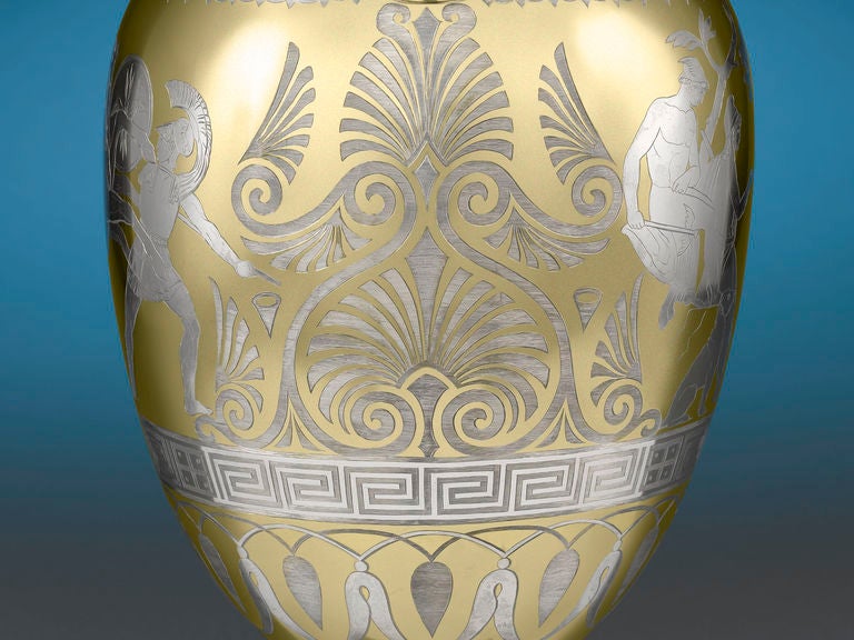 Viktorianische, teilweise vergoldete viktorianische Vase von D & C Houle (Englisch) im Angebot