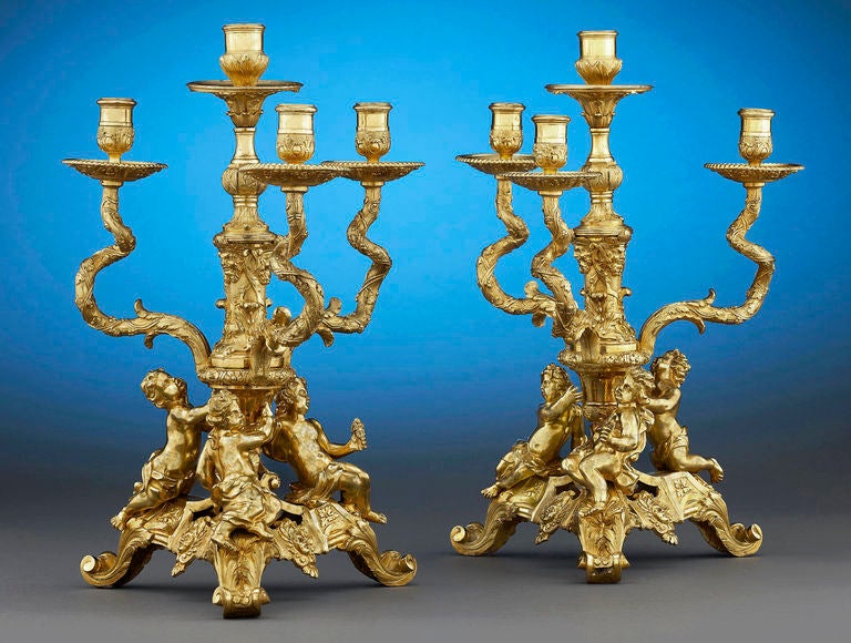 Boulle Regence-Period Ormolu Candelabra