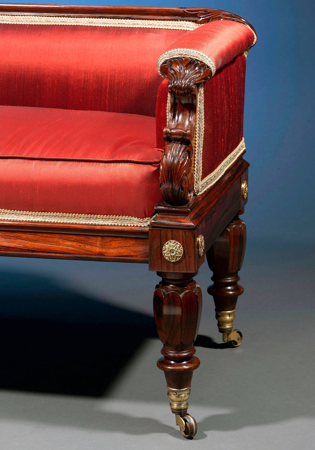 Carved Regency Rosewood Settee