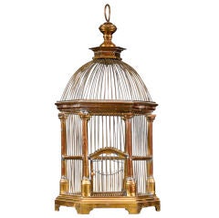 Antique French Brass Hexagonal Birdcage