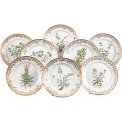 Set of Eight Flora Danica Dessert Plates