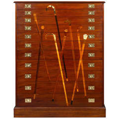 Inlaid Mahogany Cane Cabinet 10