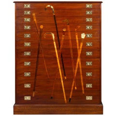 Vintage Inlaid Mahogany Cane Cabinet