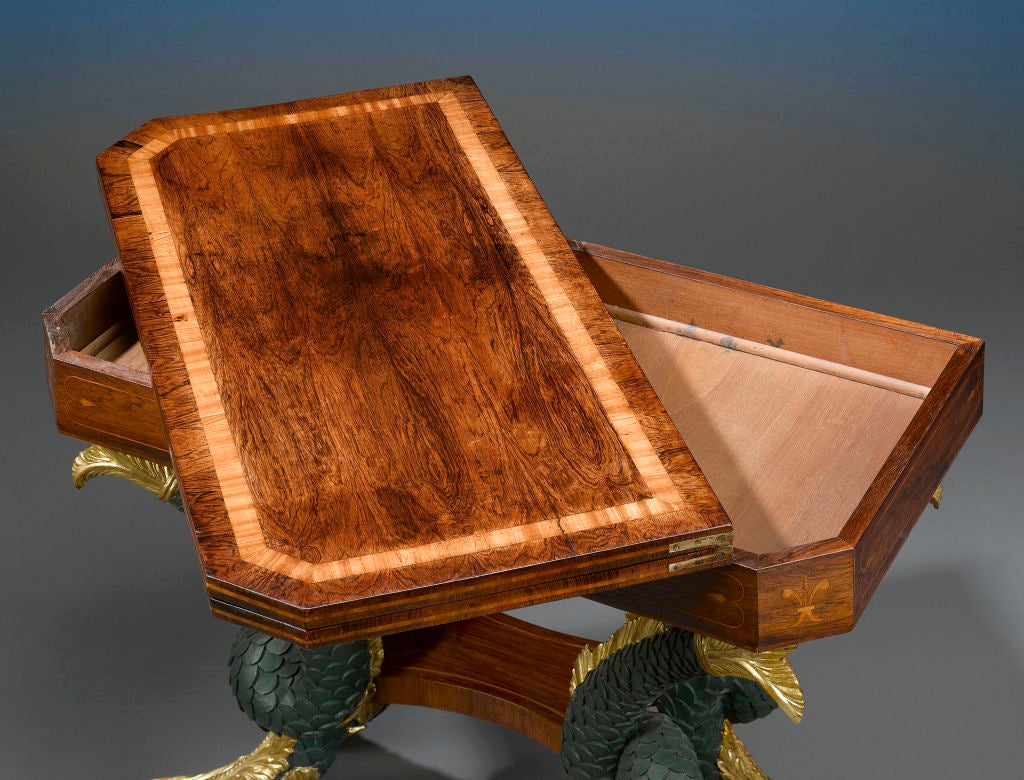 Regency Swivel Table with Dolphin Legs