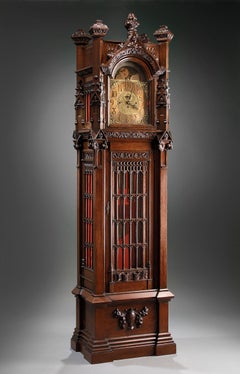 Antique Gothic-Style Grandfather Clock