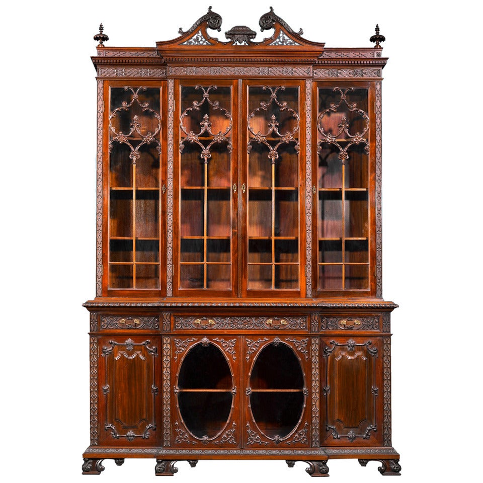 Mahogany Chippendale-Style Breakfront